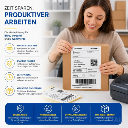 Versandetiketten 20 x 11 cm (4x6 Zoll) – Selbstklebende DHL DPD GLS Versandaufkleber – Detailansicht 7