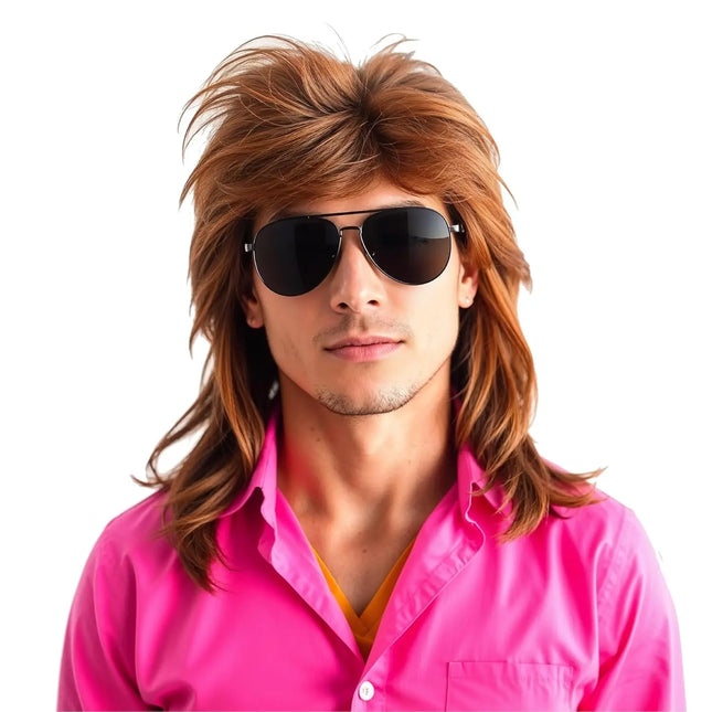 Vokuhila Perücke Herren - Kostüm Accessoire zu Retro neon 80er 90er Outfit - Fasching & Karneval - TK Gruppe® Offizieller Onlineshop