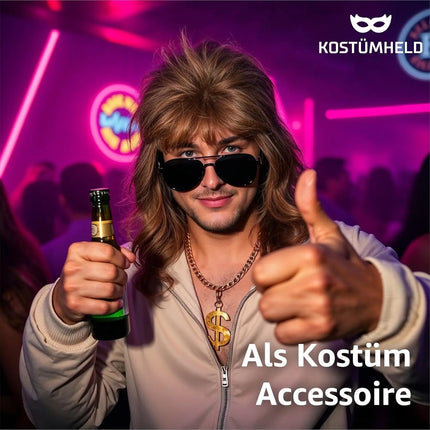 Vokuhila Perücke Herren - Kostüm Accessoire zu Retro neon 80er 90er Outfit - Fasching & Karneval - TK Gruppe® Offizieller Onlineshop