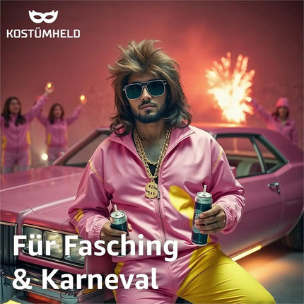 Vokuhila Perücke Herren - Kostüm Accessoire zu Retro neon 80er 90er Outfit - Fasching & Karneval - TK Gruppe® Offizieller Onlineshop