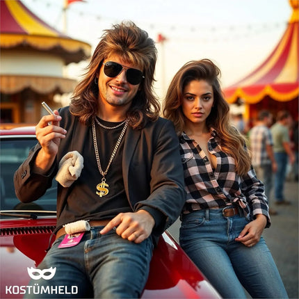 Vokuhila Perücke Herren - Kostüm Accessoire zu Retro neon 80er 90er Outfit - Fasching & Karneval - TK Gruppe® Offizieller Onlineshop