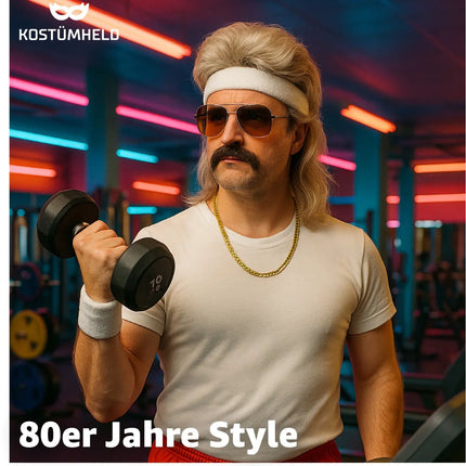 Vokuhila Perücke – 80er-Jahre Kultperücke für Fasching, Karneval & Mottopartys (Grau)