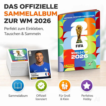 WM 2026 Album Set mit Spielplan & Panini Stickeralbum – Sammelalbum zur Fußball – Detailansicht 2