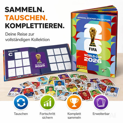 WM 2026 Album Set mit Spielplan & Panini Stickeralbum – Sammelalbum zur Fußball – Detailansicht 4