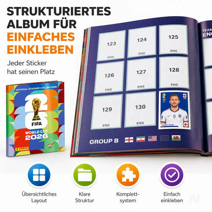 WM 2026 Album Set mit Spielplan & Panini Stickeralbum – Sammelalbum zur Fußball – Detailansicht 6