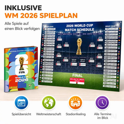 WM 2026 Album Set mit Spielplan & Panini Stickeralbum – Sammelalbum zur Fußball – Detailansicht 7