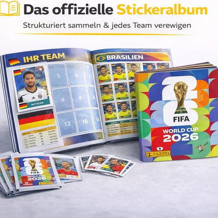 WM 2026 Fan Sammelset XXL inkl. Panini Stickeralbum, Sticker zum Einkleben, Spielplan und Deutschland Blumenkette