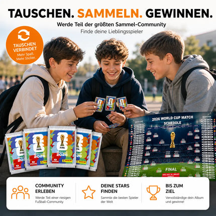 WM 2026 Sticker Set für Fußball Fans – inkl. Spielplan & Panini Sammelstickern Fußball Weltmeisterschaft 2026