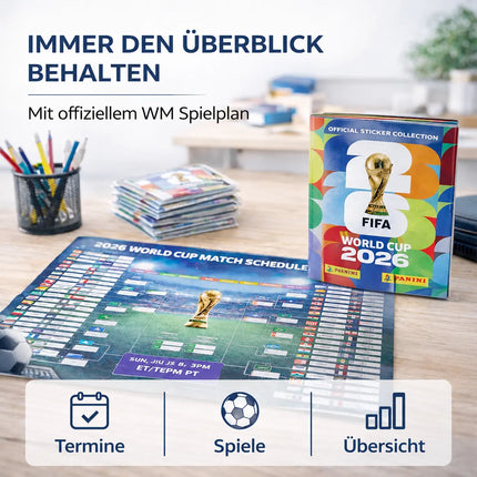 WM 2026 XXL Sammelset inkl. Panini Stickeralbum und Stickern, Spielplan sowie Deutschland Blumenkette