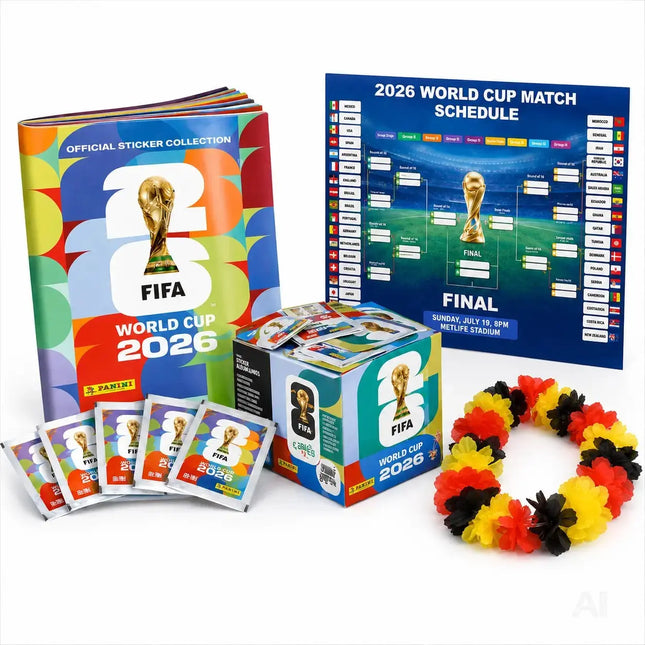 WM 2026 XXL Sammelset inkl. Panini Stickeralbum und Stickern, Spielplan sowie Deutschland Blumenkette