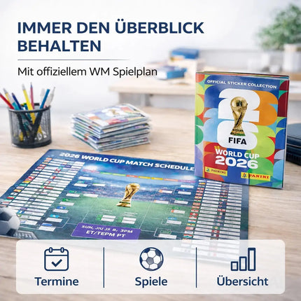 WM 2026 XXL Sammelset inkl. Panini Stickeralbum und Stickern, Spielplan sowie Deutschland Blumenkette