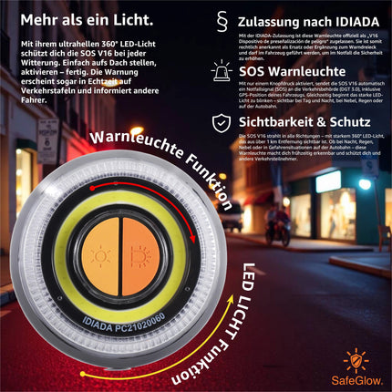 Warnleuchte V16 DGT Notlicht - Warndreieck - Pannendreieck verpflichtend ab 2026 Spanien - für Auto & Mottorad [Energieklasse A]