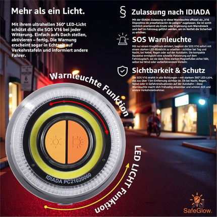 Warnleuchte V16 Notlicht - Warndreieck - Pannendreieck  für Auto & Motorrad [Energieklasse A]