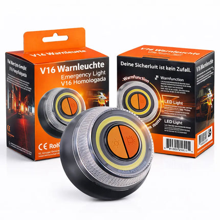 Warnleuchte V16 zugelassenes Notlicht & Warndreieck Ersatz – Sicherheitslicht für Auto & Motorrad