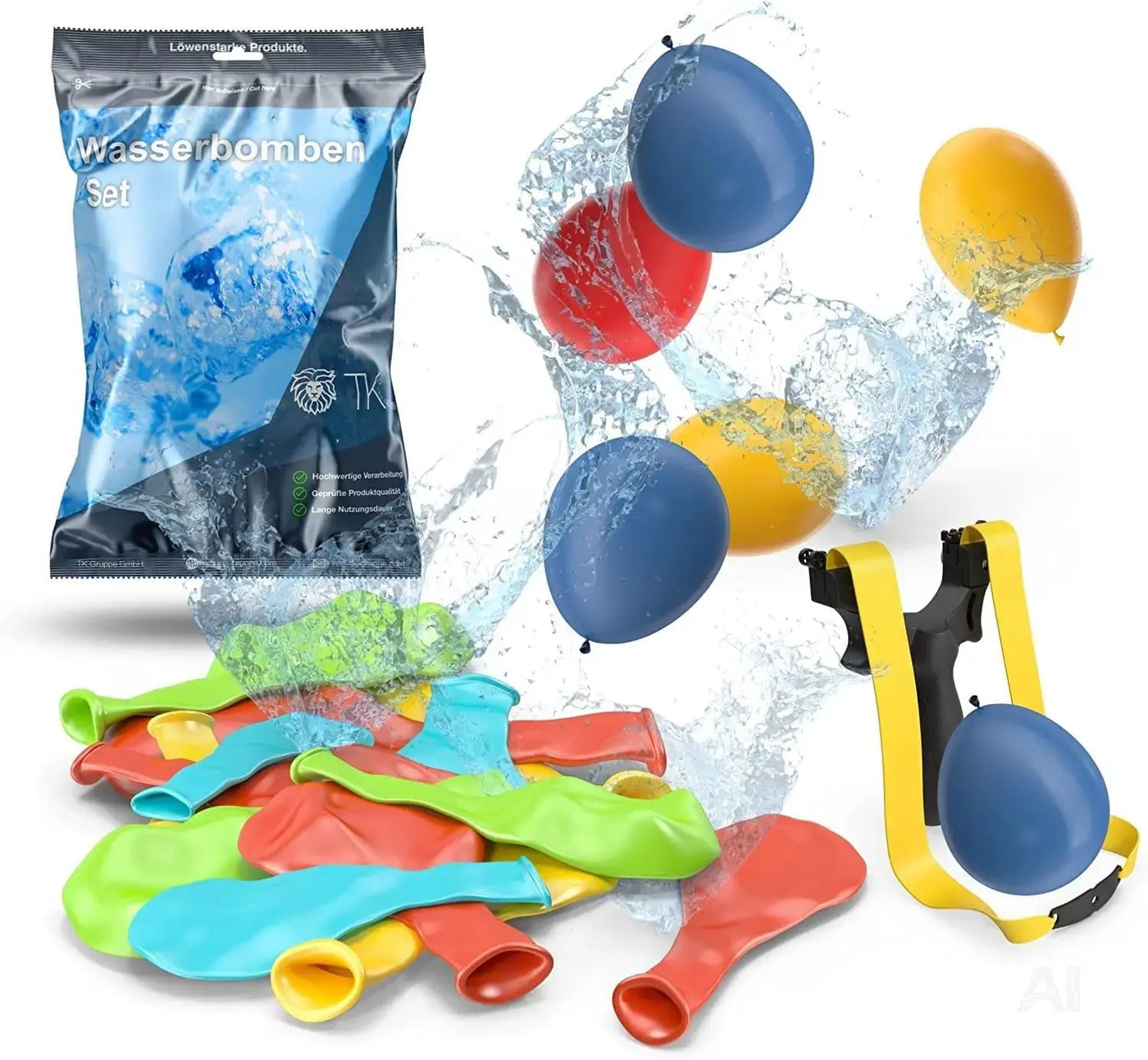 Wasserbomben Set mit 1000x Wasser Ballons & 1x Schleuder für Kinder & Erwachsene -