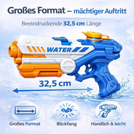 Wasserpistole für Kinder – Wasserspritzpistole & Spritzpistole für Garten, Pool, Strand, Sommer & Kindergeburtstag (XXL Wasserpistole 32.5 cm)