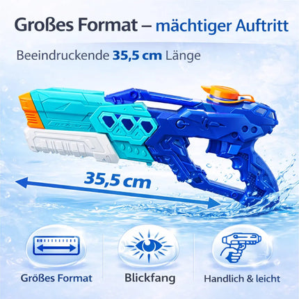 Wasserpistole für Kinder – Wasserspritzpistole & Spritzpistole für Garten, Pool, Strand, Sommer & Kindergeburtstag (XXL Wasserpistole 35,5 cm)
