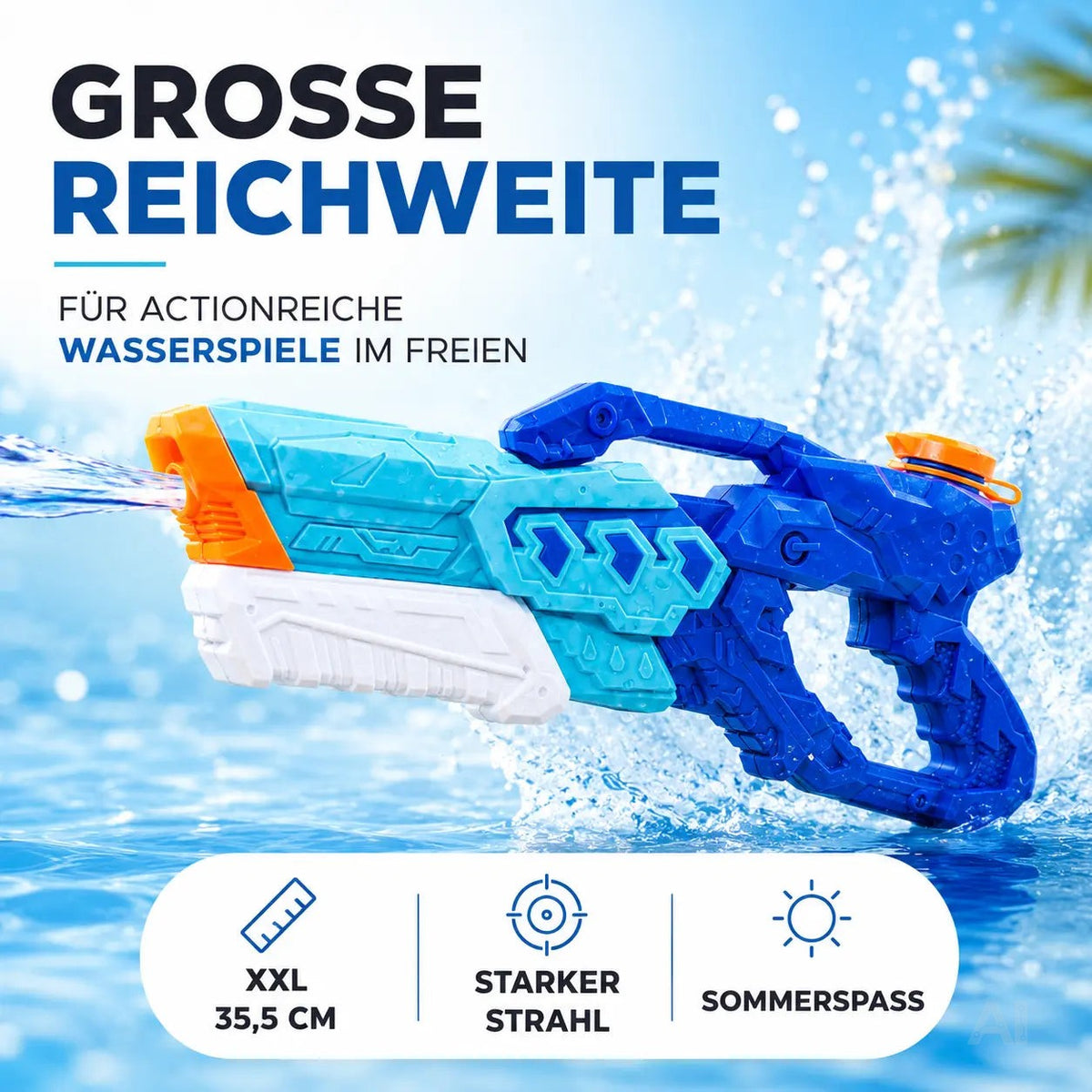 Wasserpistole für Kinder – Wasserspritzpistole & Spritzpistole für Garten, Pool, Strand, Sommer – Detailansicht 3
