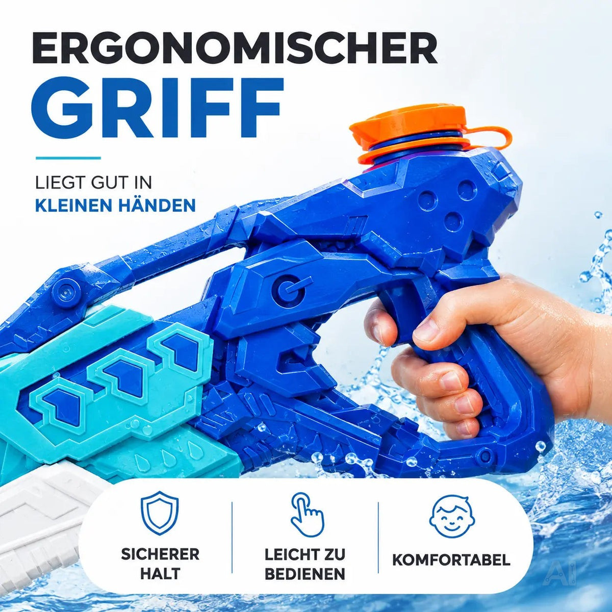Wasserpistole für Kinder – Wasserspritzpistole & Spritzpistole für Garten, Pool, Strand, Sommer – Detailansicht 6