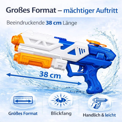 Wasserpistole für Kinder – Wasserspritzpistole & Spritzpistole für Garten, Pool, Strand, Sommer & Kindergeburtstag (XXL Wasserpistole 38 cm)