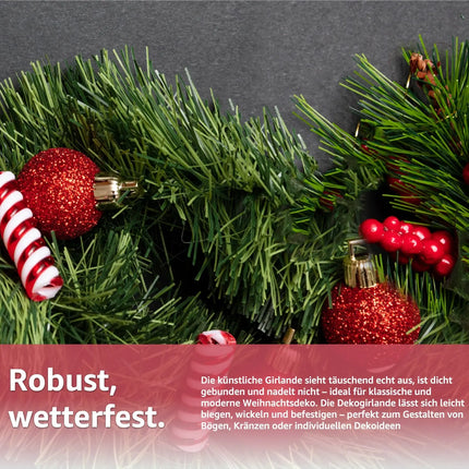 Weihnachtsgirlande Ø 10 cm grün 10 Meter - künstliche Dekogirlande - Tannen Girlande Weihnachten