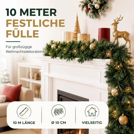Weihnachtsgirlande Ø 10 cm grün 10 Meter - künstliche Dekogirlande - Tannen Girlande Weihnachten