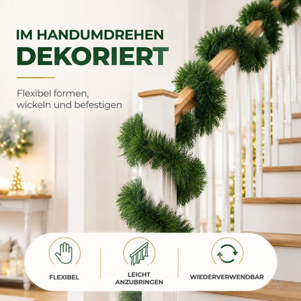 Weihnachtsgirlande Ø 10 cm grün 10 Meter - künstliche Dekogirlande - Tannen Girlande Weihnachten