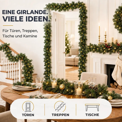 Weihnachtsgirlande Ø 10 cm grün 10 Meter - künstliche Dekogirlande - Tannen Girlande Weihnachten