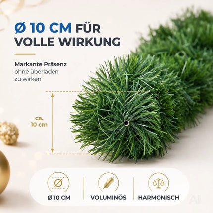 Weihnachtsgirlande Ø 10 cm grün 10 Meter - künstliche Dekogirlande - Tannen Girlande Weihnachten