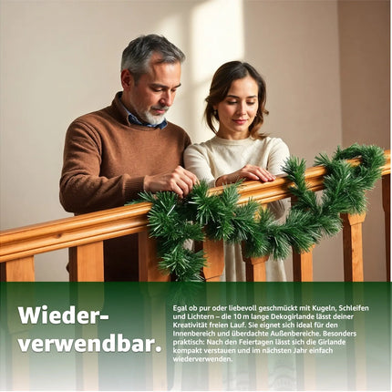 Weihnachtsgirlande grün 10 Meter - künstliche Dekogirlande Ø 10 cm - Tannen Girlande als Weihanachtskranz