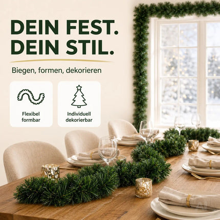 Weihnachtsgirlande grün 10 Meter - künstliche Dekogirlande Ø 10 cm - Tannen Girlande – Detailansicht 3
