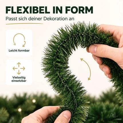 Weihnachtsgirlande grün 10 Meter - künstliche Dekogirlande Ø 10 cm - Tannen Girlande – Detailansicht 9