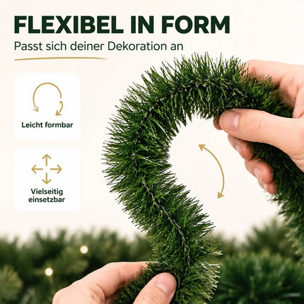 Weihnachtsgirlande grün 10 Meter - künstliche Dekogirlande Ø 10 cm - Tannen Girlande als Weihanachtskranz