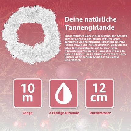 Weihnachtsgirlande künstliche Tannengirlande Dekogirlande 10 Meter für Innen und Außen Weihnachtsdekoration