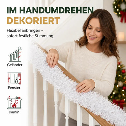 Weihnachtsgirlande künstliche Tannengirlande Dekogirlande 10 Meter für Innen und Außen Weihnachtsdekoration