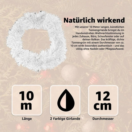 Weihnachtsgirlande künstliche Tannengirlande Dekogirlande für Innen und Außen Weihnachtsdekoration 10 Meter