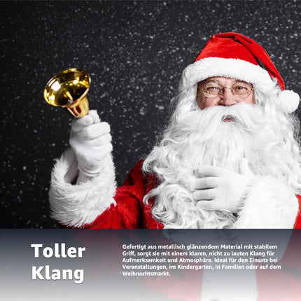 Weihnachtsglocke Nikolausglocke, Gold Glocke - Accessoire zu Nikolauskostüm, Weihnachtsmannkostüm
