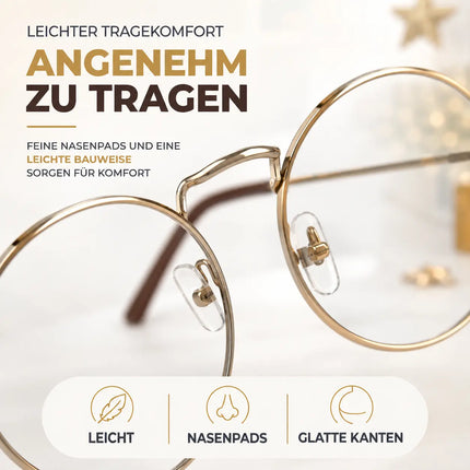 Weihnachtsmannbrille - Nikolausbrille - rund Nickelbrille Brille Nikolaus rund Verkleidung Kostümbrille an Weihnachten als Nikolauskostüm, Weihnachtsmann