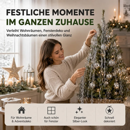Weihnachtswunder® Lametta Weihnachten Silber - Deko für ein strahlendes Weihnachtsfest