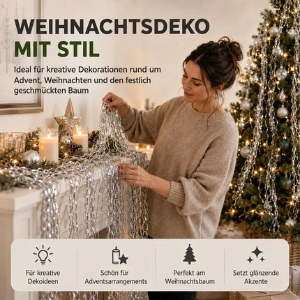 Weihnachtswunder® Lametta Weihnachten Silber - Deko für ein strahlendes Weihnachtsfest – Detailansicht 4