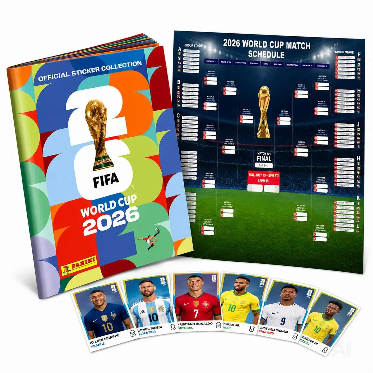 Weltmeisterschaft 2026 Album Set für Fußball Fans – mit Spielplan & Panini Stickeralbum (Sammelalbum)