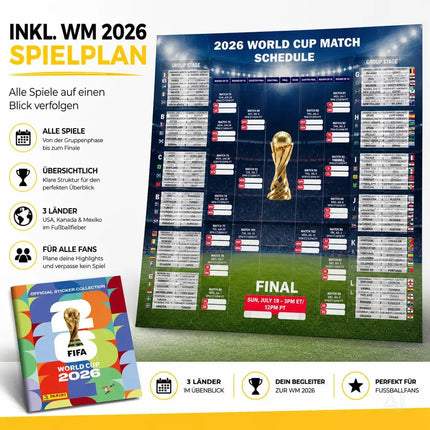 Weltmeisterschaft 2026 Album Set für Fußball Fans – mit Spielplan & Panini Stickeralbum (Sammelalbum)
