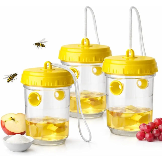 Wespenfalle – Fliegenfalle & effektive Wespenabwehr für Garten, Balkon & Outdoor – Mittel gegen Wespen (3x)