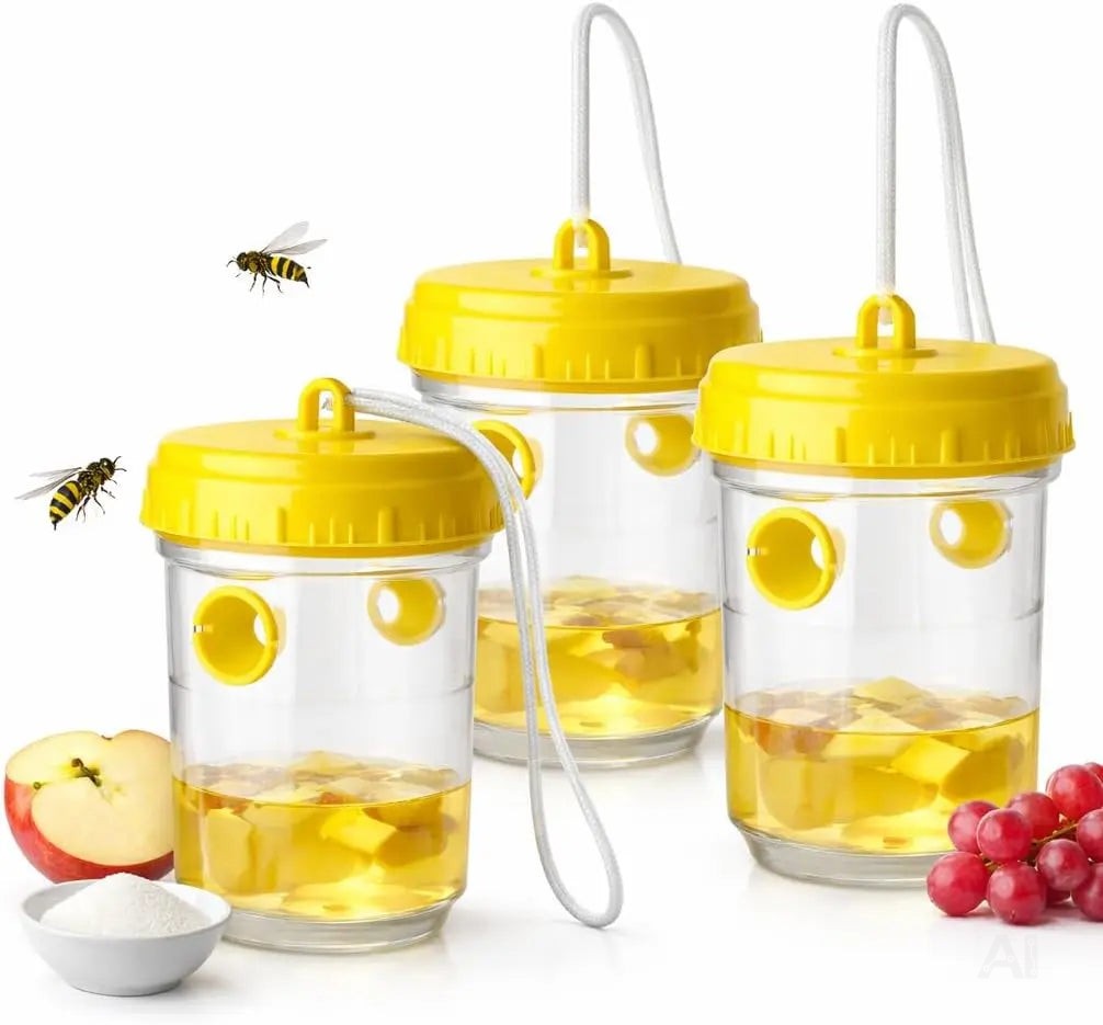 3x Wespenfalle – Fliegenfalle & effektive Wespenabwehr für Garten, Balkon & Outdoor – Mittel gegen Wespen (3x)