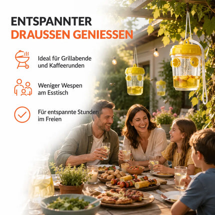 Wespenfalle – Fliegenfalle & effektive Wespenabwehr für Garten, Balkon & Outdoor – Mittel gegen Wespen (3x)