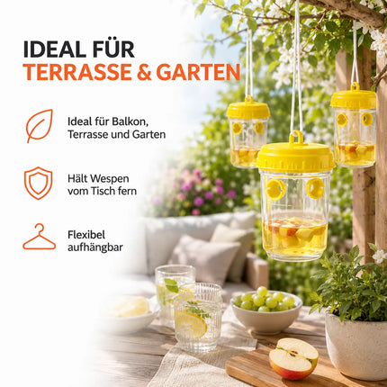 Wespenfalle – Fliegenfalle & effektive Wespenabwehr für Garten, Balkon & Outdoor – Mittel gegen Wespen (3x)
