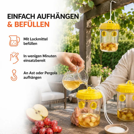 Wespenfalle – Fliegenfalle & effektive Wespenabwehr für Garten, Balkon & Outdoor – Mittel gegen Wespen (3x)