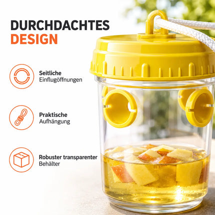 Wespenfalle – Fliegenfalle & effektive Wespenabwehr für Garten, Balkon & Outdoor – Mittel gegen Wespen (3x)