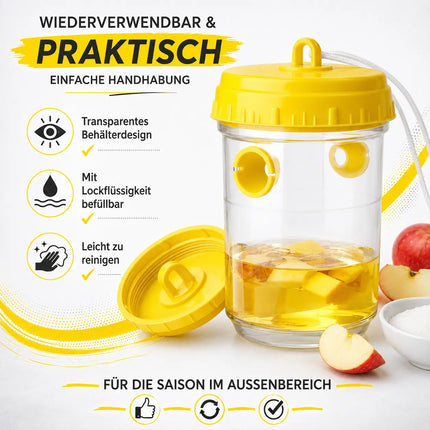 Wespenfalle – Mittel gegen Wespen & Fliegenfalle für Garten, Terrasse, Balkon und Camping – Effektive Wespenabwehr (3x)