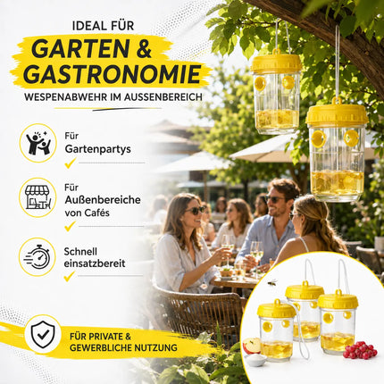 Wespenfalle – Mittel gegen Wespen & Fliegenfalle für Garten, Terrasse, Balkon und Camping – Effektive Wespenabwehr (3x)